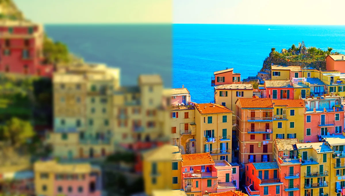 Látás szürkehályoggal és egészséges szemmel